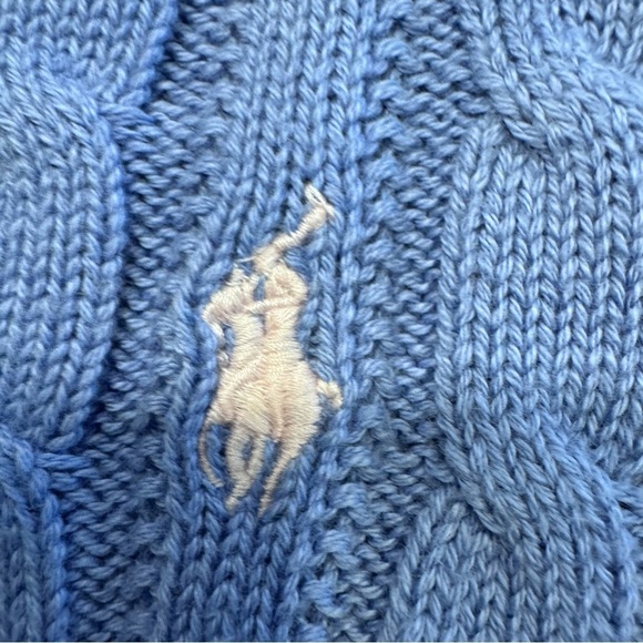 Polo Ralph Lauren UNISEX Kids Cable Knit Pullover Sweater Light Blue M 8-10 - Picture 6 of 8